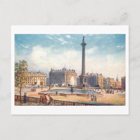 Trafalgar Square London Vintage Postcard ポストカード (正面)