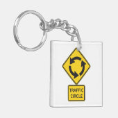 Traffic Circle Road Sign Yellow Diamond キーホルダー (正面左)