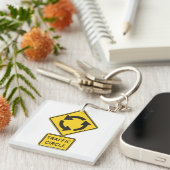 Traffic Circle Road Sign Yellow Diamond キーホルダー (正面右)