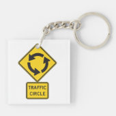 Traffic Circle Road Sign Yellow Diamond キーホルダー (裏面)