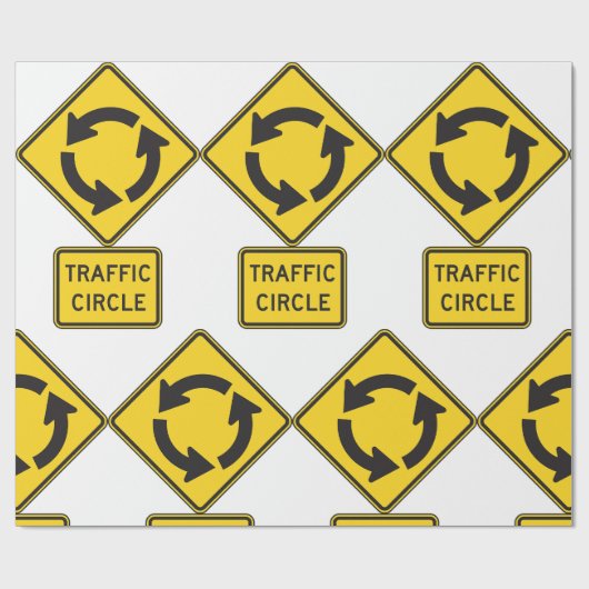 Traffic Circle Road Sign Yellow Diamond ラッピングペーパー (フラット)