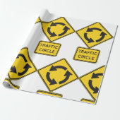 Traffic Circle Road Sign Yellow Diamond ラッピングペーパー (アンロールド)