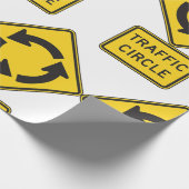Traffic Circle Road Sign Yellow Diamond ラッピングペーパー (角)