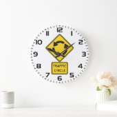 Traffic Circle Road Sign Yellow Diamond ラージ壁時計 (ホーム)