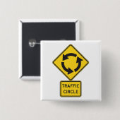 Traffic Circle Road Sign Yellow Diamond 缶バッジ (正面&裏面)