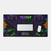 traider, trading, cyberpunk, gaming, neon, pillow, デスクマット (キーボード&マウス)
