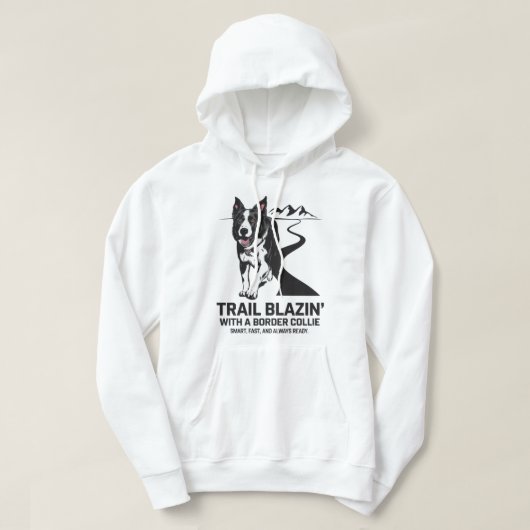 Trail Blazin’ Border Collie Adventure Design パーカ (デザイン正面)