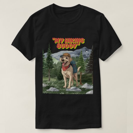 Trail Buddy – Hiking Labrador Adventure Tシャツ (デザイン正面)