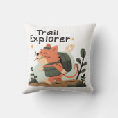 Trail Explorer Cat – Decorative Throw Pillow クッション (裏面)