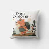 Trail Explorer Cat – Decorative Throw Pillow クッション (正面)