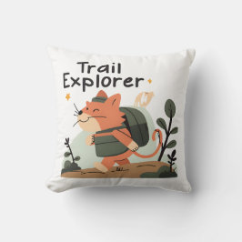 Trail Explorer Cat – Decorative Throw Pillow クッション