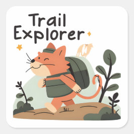 Trail Explorer Cat – Sticker スクエアシール