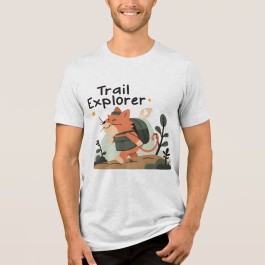 Trail Explorer Cat – Unisex Adventure Tee トライブレンドＴシャツ (正面)