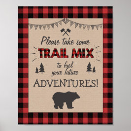 Trail mix Bar Sign Lumberjack table sign Birthday ポスター