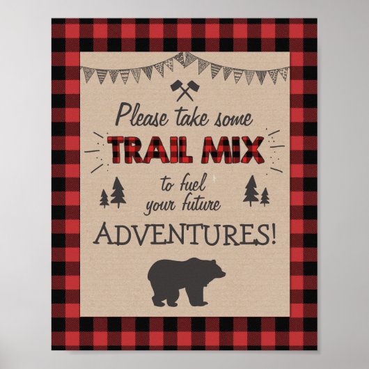 Trail mix Bar Sign Lumberjack table sign Birthday ポスター (正面)