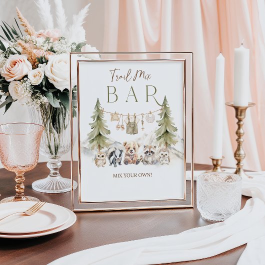 Trail Mix Bar Woodland Adventure Boy Baby Shower ポスター