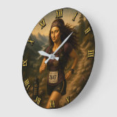 Trail Runner Funny Mona Lisa ラージ壁時計 (傾斜)