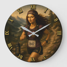 Trail Runner Funny Mona Lisa ラージ壁時計