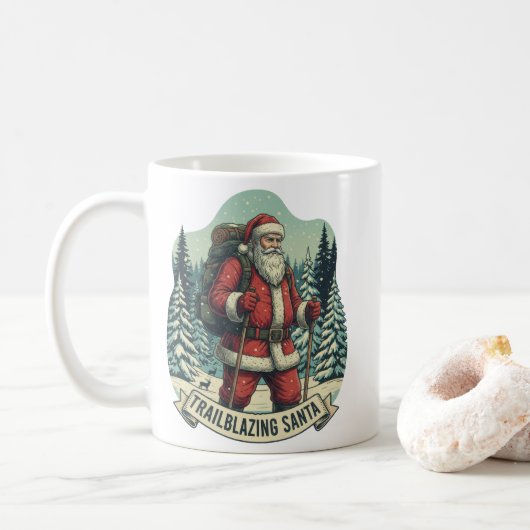 Trailblazing Santa Hiking Adventure Design コーヒーマグカップ (ドーナツ)