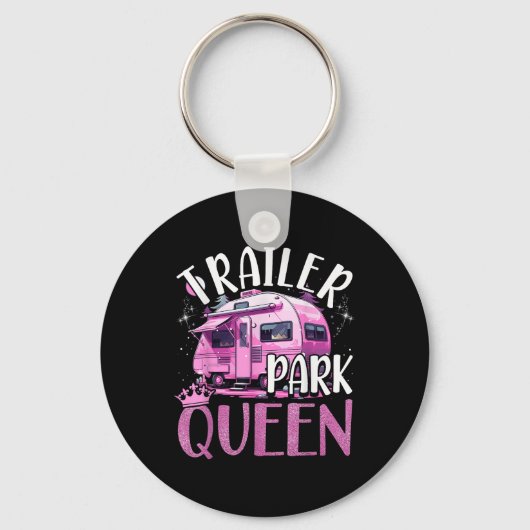 Trailer Park Queen Funny Camping Pink Trailer Cara キーホルダー (正面)