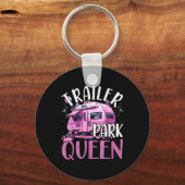 Trailer Park Queen Funny Camping Pink Trailer Cara キーホルダー (正面)