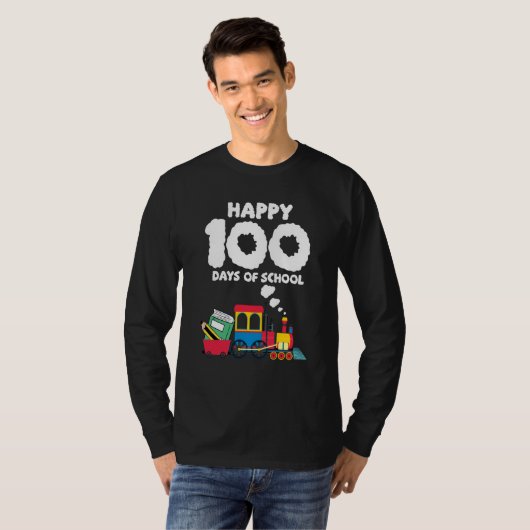Train 100 Days Of Kindergarten School Student Teac Tシャツ (正面フル)