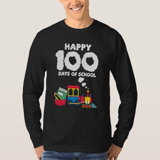 Train 100 Days Of Kindergarten School Student Teac Tシャツ (正面)