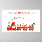 Train 2nd Birthday Watercolor Santa Party Express  ポスター (正面)