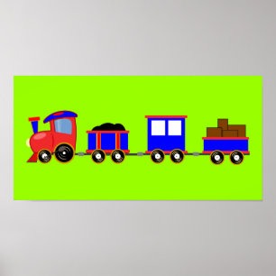 train-312107電車の漫画のおもちゃエンジンカー赤いblu ポスター