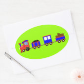 train-312107電車の漫画のおもちゃエンジンカー赤いblu 楕円形シール (封筒)