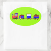 train-312107電車の漫画のおもちゃエンジンカー赤いblu 楕円形シール (バッグ)