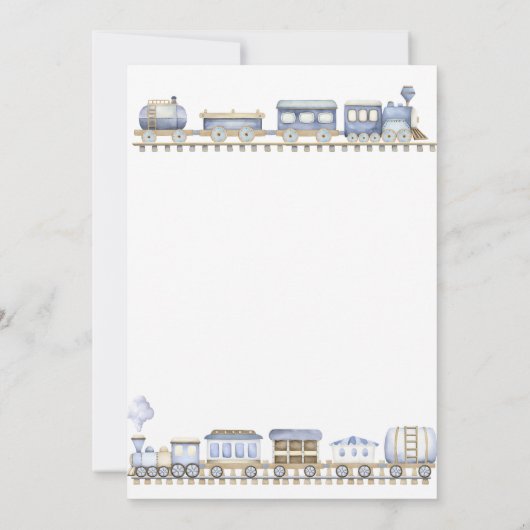 Train All Aboard Boy誕生日 招待状 (裏面)
