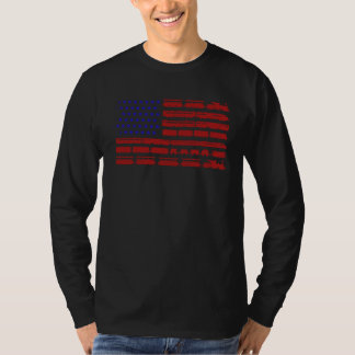 Train American Flag Patriotic Locomotive Railroad Tシャツ