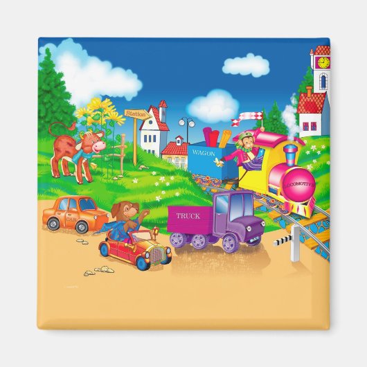 train and car マグネット (正面)