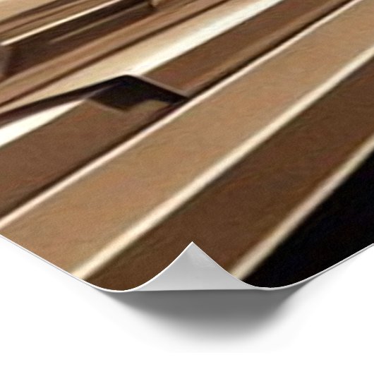 Train Art Deco Style gold copper black white ポスター (角)