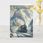 Train Birthday Card カード (黄色い花)