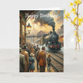 Train Birthday Card カード (黄色い花)