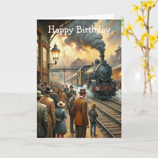 Train Birthday Card カード (黄色い花)