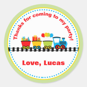Train Birthday Party Fever Stickers ラウンドシール