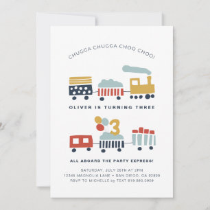 Train Birthday Party Invitation ・年齢3 招待状