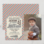 Train Birthday Photo Invitation 招待状 (正面/裏面)