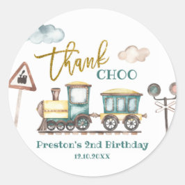 Train Boy誕生日ありがとうステッカー ラウンドシール