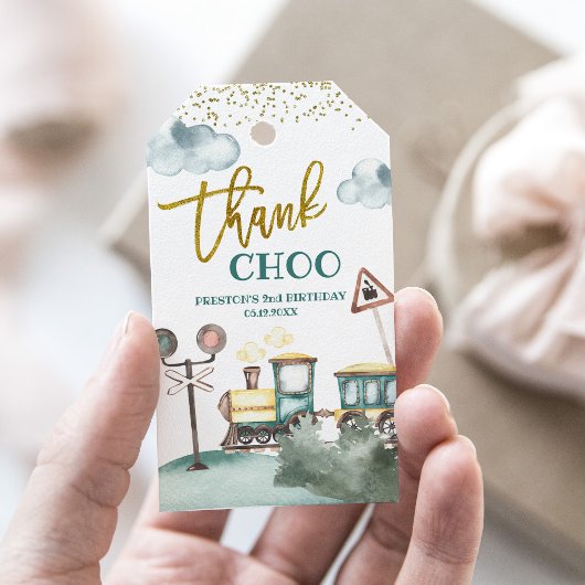 Train Boy 2nd Birthdayありがとうメッセージカード ギフトタグ