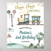 Train Boy 2nd Birthday Welcome Sign ポスター (正面)