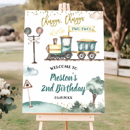 Train Boy 2nd Birthday Welcome Sign ポスター