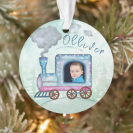 Train Choo Choo乗船誕生日写真 オーナメント