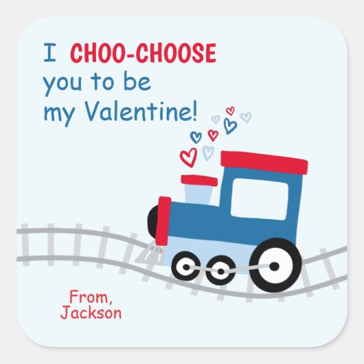 Train Class Valentines Stickers スクエアシール (正面)