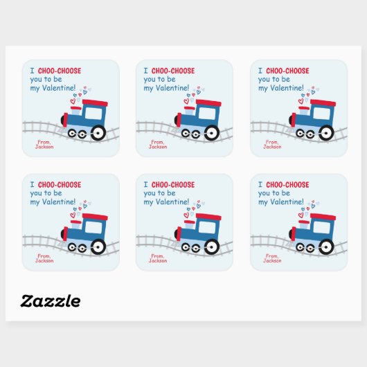 Train Class Valentines Stickers スクエアシール (シート)