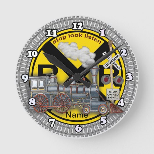 Train Crossing  ラウンド壁時計 (正面)