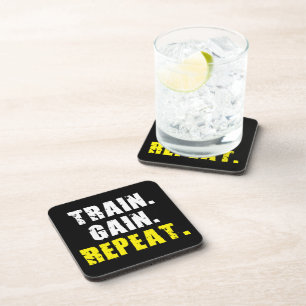 TRAIN, GAIN, REPEAT – ジムトレーニング やる気を起こさせる コースター